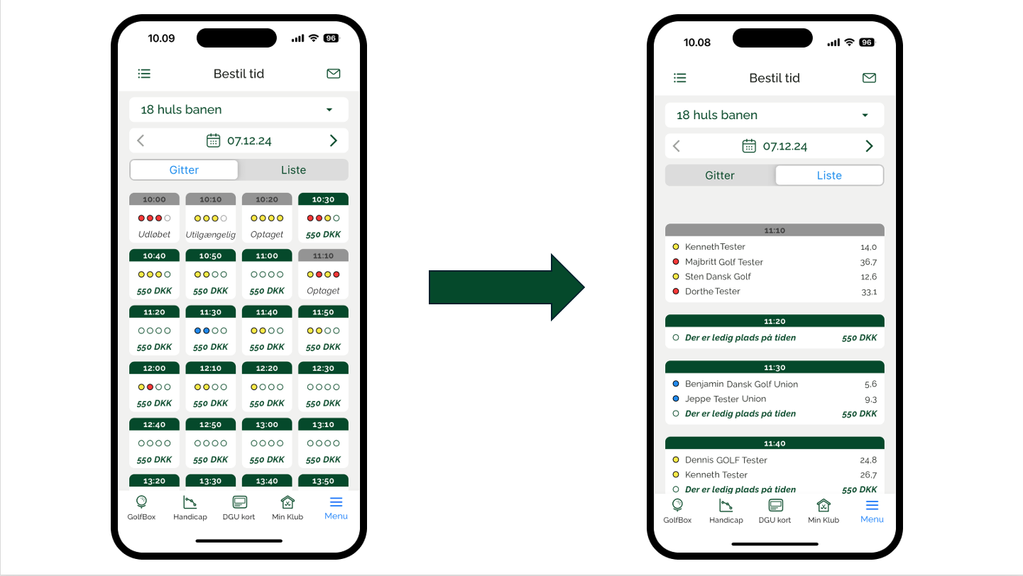 Listevisning i app