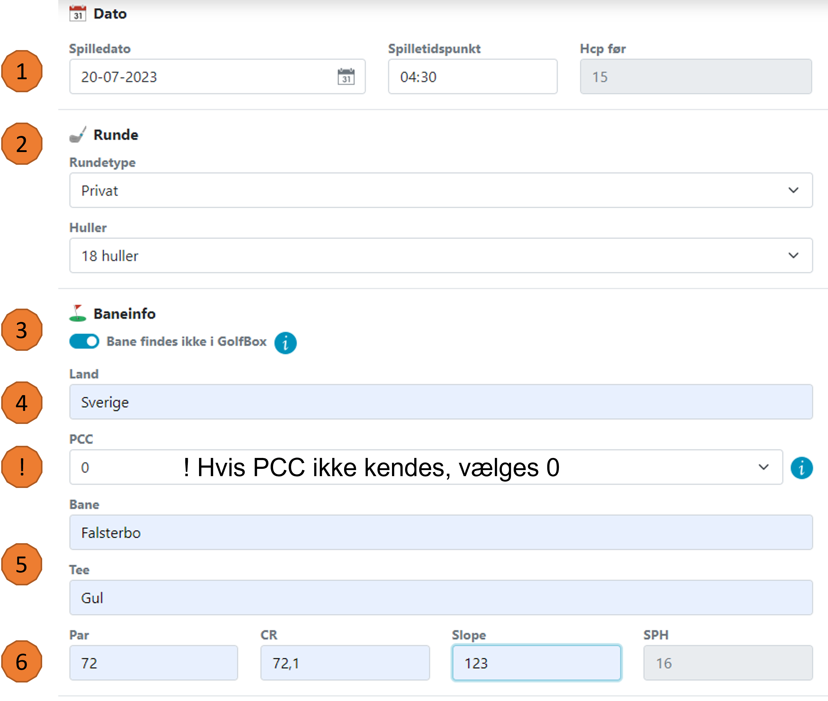 Udenlandske scores baneinfo